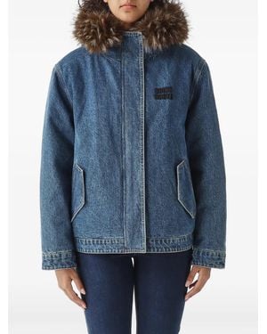 MC2 Saint Barth Faux-Fur Trim Hooded Denim Jacket - Blue
