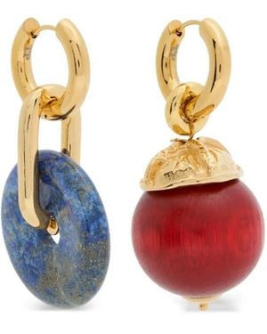 Timeless Pearly Wood And Chalcedony Hoop Bead Earrings - White