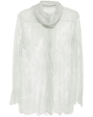 Alberta Ferretti Lace High-Neck Top - White