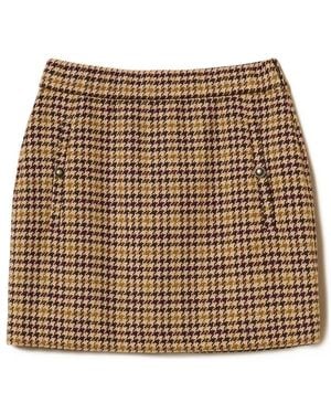 Twinset Jupe Courte En Jacquard À Motif Pied-De-Poule - Brown