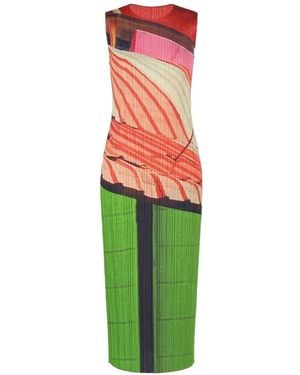 Pleats Please Issey Miyake Graphic-Print Dress - Green