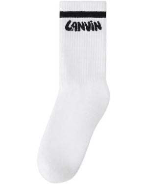 Lanvin Chaussettes Rayées À Logo - White