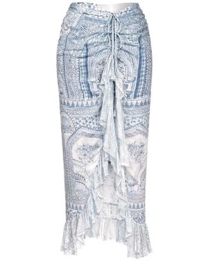 CAMILLA The Hum Of The Alhambra Midi-Rok Met Ruches - Blauw