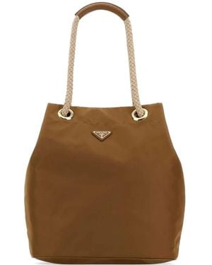 Prada Bolso Bombonera Marine Re-Nylon Grande - Marrón