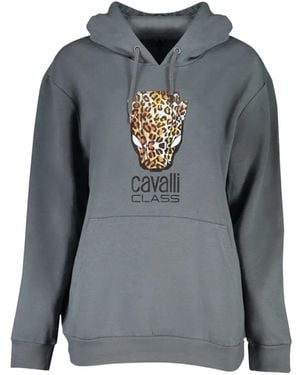 Roberto Cavalli Logo-Detail Pocket Hoodie - Grey