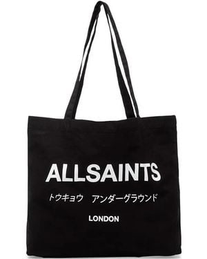AllSaints Underground Logo-Print Tote Bag - Black