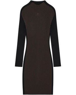 Courreges Colour-Block Ribbed-Knit Mini Dress - Black