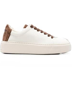 Alexander Smith Velvet-Trimmed Leather Sneakers - White