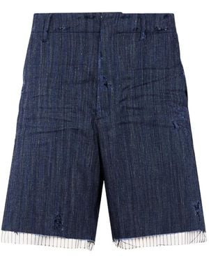 DSquared² Ripped Raw-Cut Denim Shorts - Blue