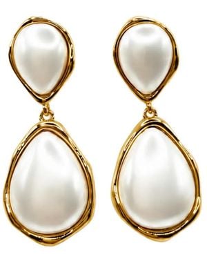 Hzmer Jewelry Pendientes Shudha Con Perla Artificial - Blanco