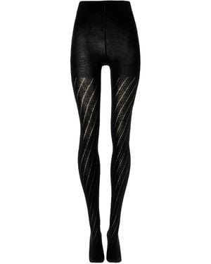 Wolford Diagonal-Stripe Tights - Black