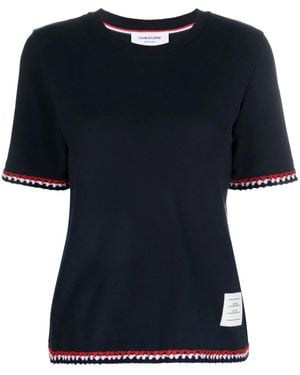 Thom Browne Rwb-Stripe Cotton T-Shirt - Black