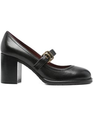 Roberto Festa 75Mm Buckle-Strap Block-Heel Court Shoes - Black