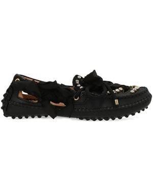 13 09 SR Rhinestone-Embellished Loafers - Black