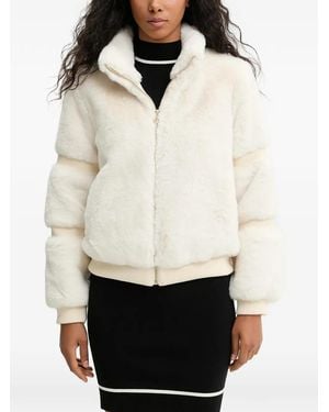 Guess Faux-Fur Zip Jacket - White