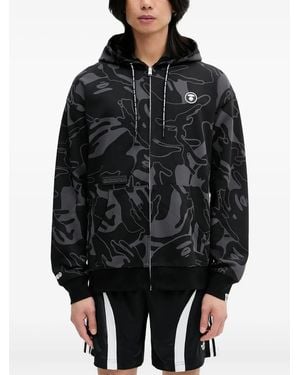 Aape By A Bathing Ape Hand-Print Zip-Up Hoodie - Black