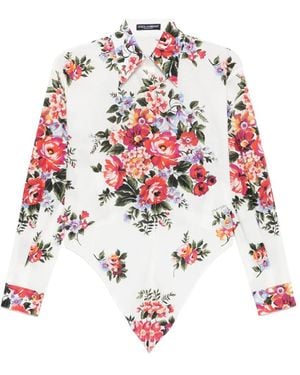 Dolce & Gabbana Floral-print long-sleeve shirt - Weiß