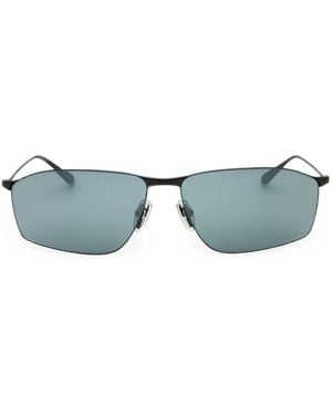 Balenciaga Rectangle-Frame Metal Sunglasses - Blue