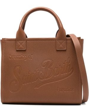 MC2 Saint Barth Medium Vanity Logo-Embossed Grained-Leather Tote Bag - Brown