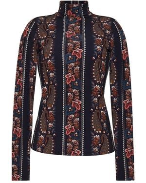 Cara Cara Paisley-Print Mock-Neck Top - Black