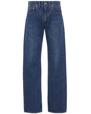 Maison Kitsuné Vaqueros De Cinco Bolsillos Con Parche Del Logo De X Kuro Voyage - Azul