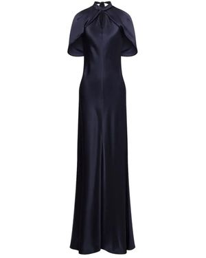 Alberta Ferretti Cape-Sleeves Maxi Dress - Blue