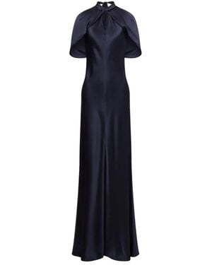 Alberta Ferretti Cape-Sleeves Maxi Dress - Blue