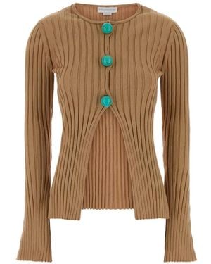 Stella McCartney Ribbed-Knit Cardigan - Natural