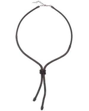 Brunello Cucinelli Beaded Leather Necklace - Black