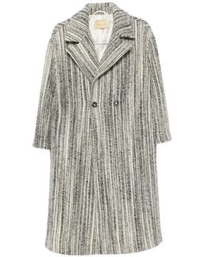 Momoní Chevron-Pattern Double-Breasted Coat - Grey