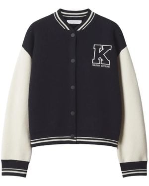 Maison Kitsuné Logo-Embroidered Colour-Block Bomber Jacket - Blue