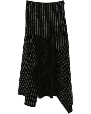 Mugler Pinstripe Asymmetric Skirt - Black