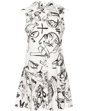 Charles Jeffrey Abstract Pleated Mini Dress - White