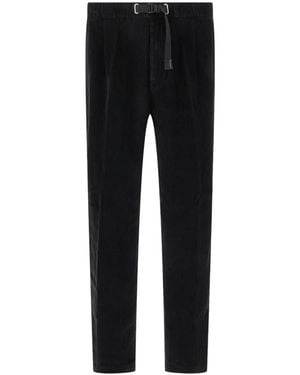 White Sand Belted Corduroy Trousers - Black