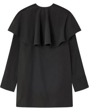 Ganni Ruffled Cape-Attachment Mini Dress - Black