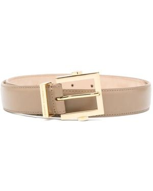 Elisabetta Franchi Logo-Plaque Buckle Belt - Natural