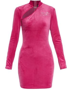 Versace Jeans Couture Velvet Dress With Turtleneck - Pink