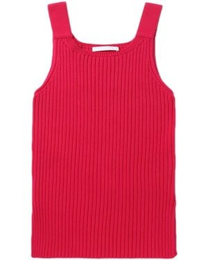 Helmut Lang Side-Slit Ribbed-Knit Tank Top - Red