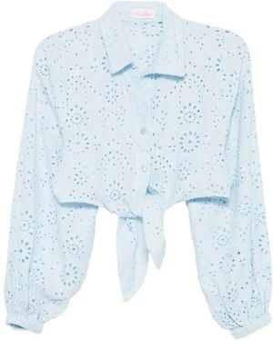 MC2 Saint Barth Febby Broderie-Anglaise Tie-Fastening Blouse - Blue