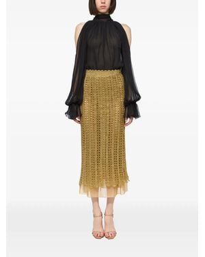 Atu Body Couture Open-Knit Midi Skirt - Natural