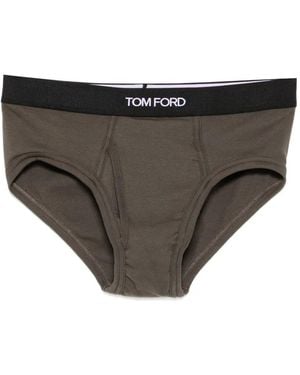 Tom Ford Logo-Waistband Briefs - Black