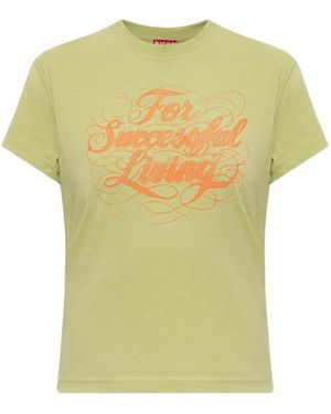 DIESEL T-Ila-Aa4 Slogan-Print Cotton T-Shirt - Yellow