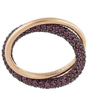 DALILA BARKACHE 18Kt Rose Double Ruby Pavé Ring - Metallic