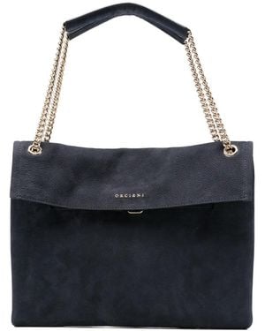 Orciani Grained-Leather Chain-Strap Shoulder Bag - Blue