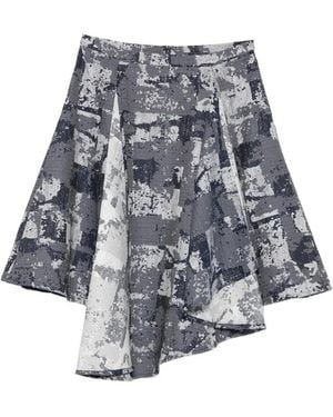 Leen Mougrhabi Isla Asymmetric Abstract-Print Mini Skirt - Blue