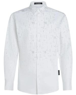 KARL LAGERFELD Monogram Rhinestone Shirt - White