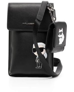 KARL LAGERFELD Kikonik 20 Leather Pouch - White