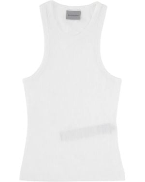 Balenciaga Ribbed Tank Top - White