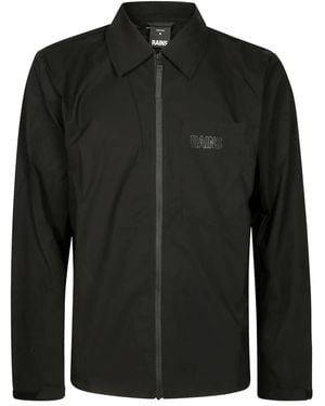 Rains Logo-Detail Shirt Jacket - Black