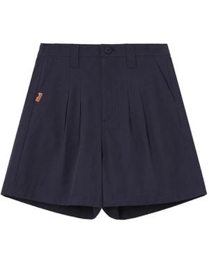 Chocoolate Pleated-Design Shorts - Blue